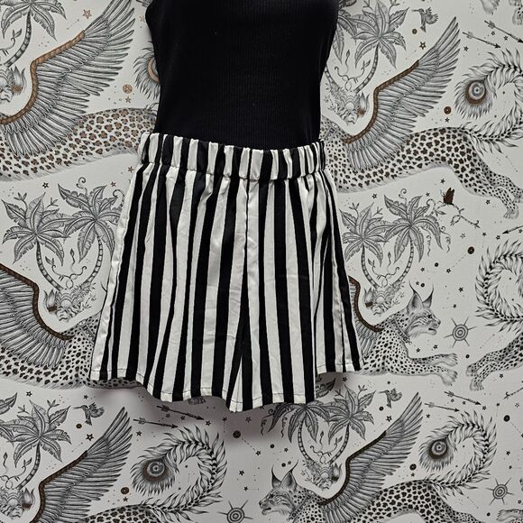 Colorblock Stripes Romper Black White Straps Goth Punk Beetlejuice Alternative M - Picture 5 of 14